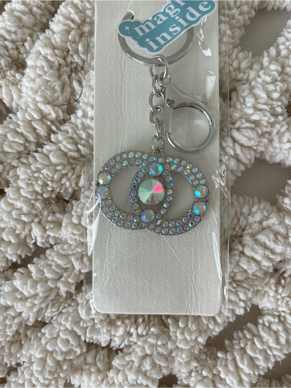 🤍💕DESIGNER Inspired Silver & Crystal 🤍💕Keychain